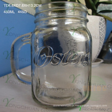 450ml Embossed Clear com alça de vidro Mason Jars para venda
